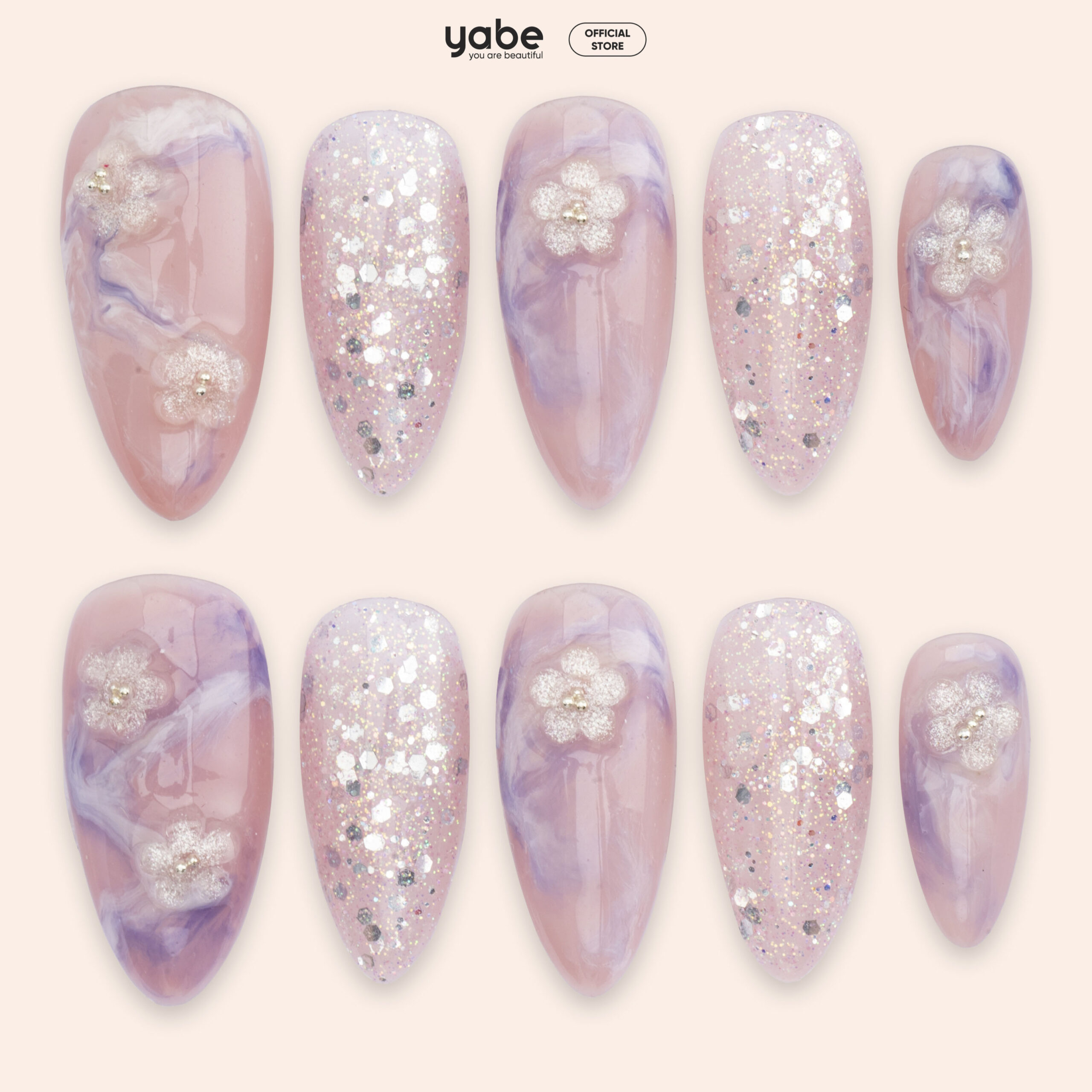 Press on nails beauty purple 1078