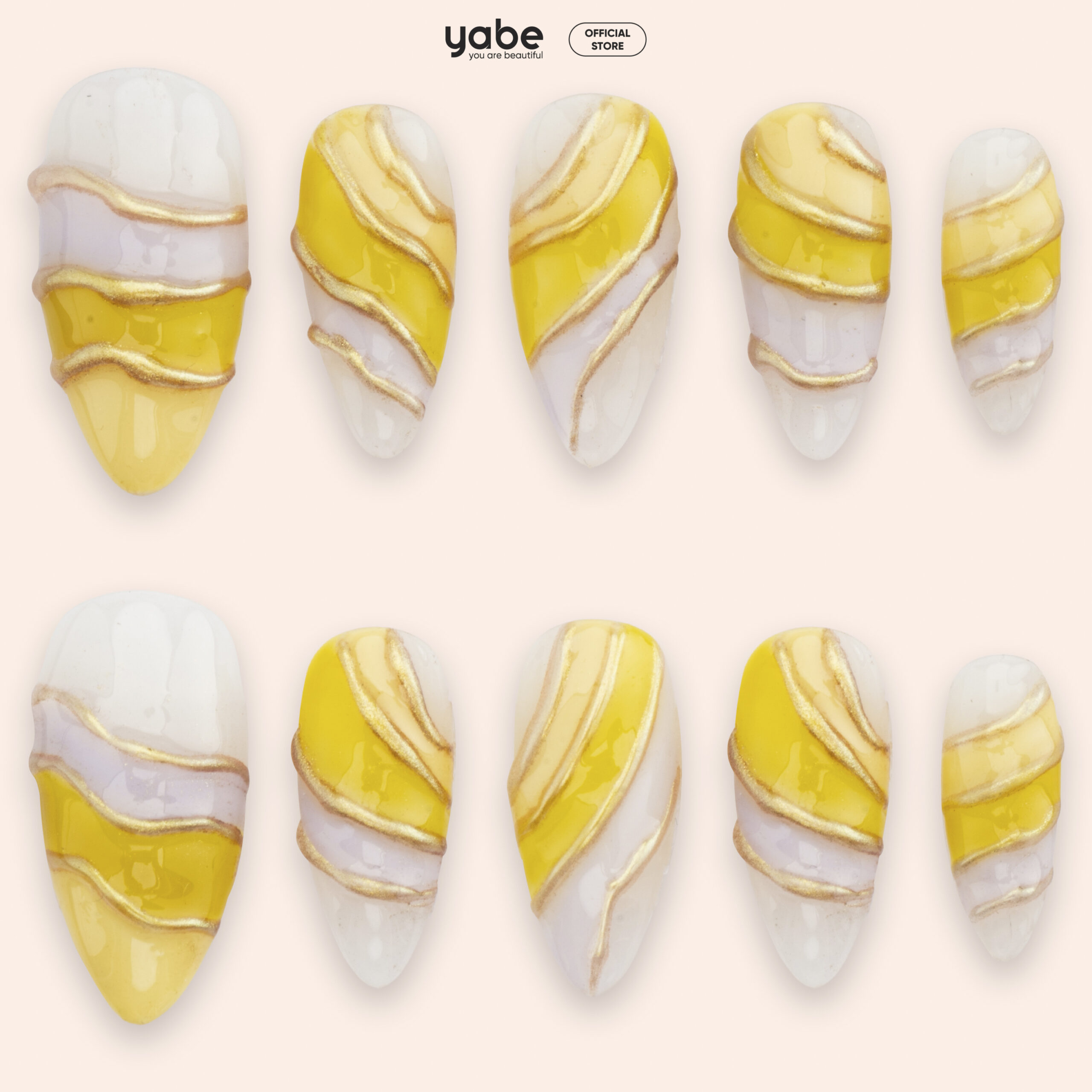 Press on nails beauty yellow 1099