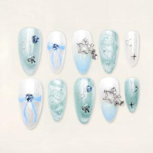 Press on Nails Shinny Blue 1113