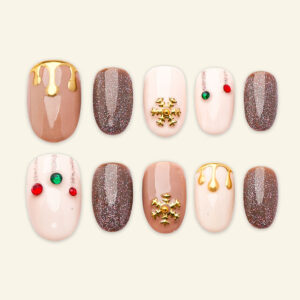Press on Nails Lovely Brown Noel 1179