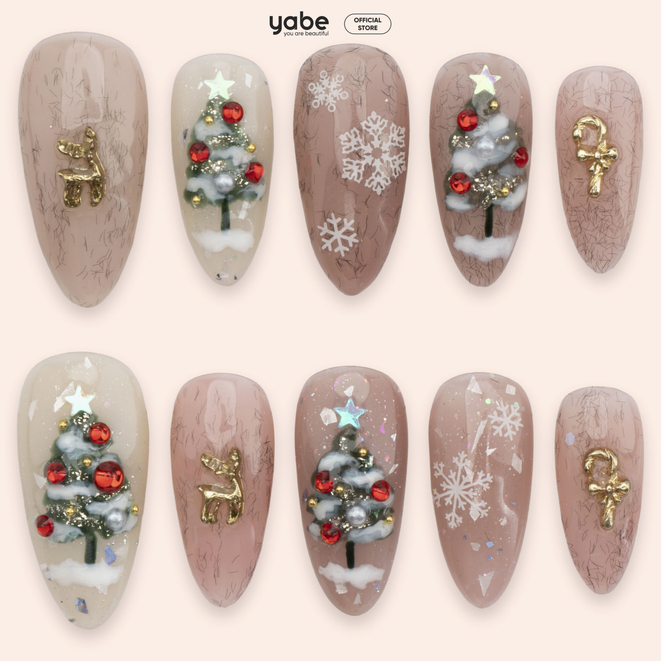 Press on nails beauty pink noel 1182