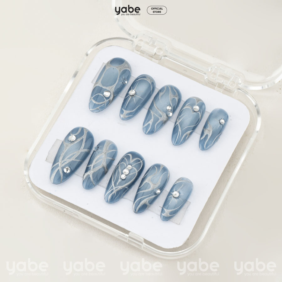 Press on nails trendy blue 1185