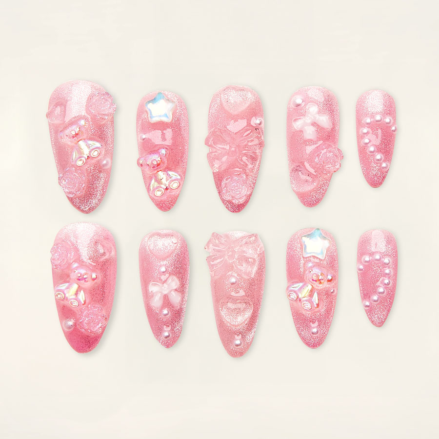 Press on nails beauty pink 1232
