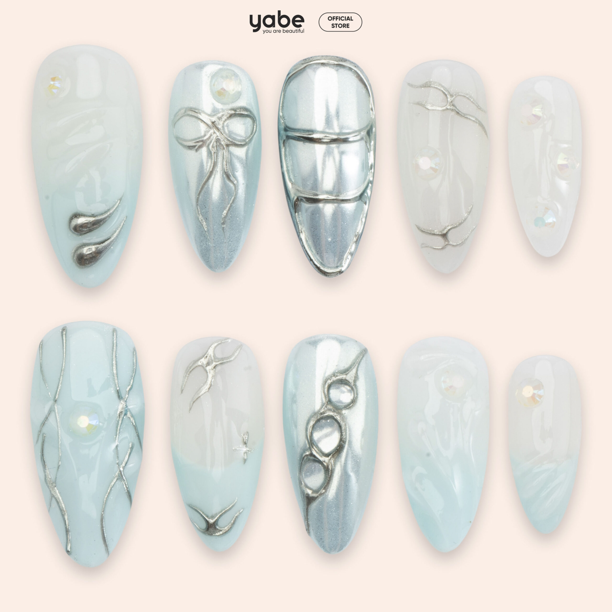 Press on nails trendy blue 1268