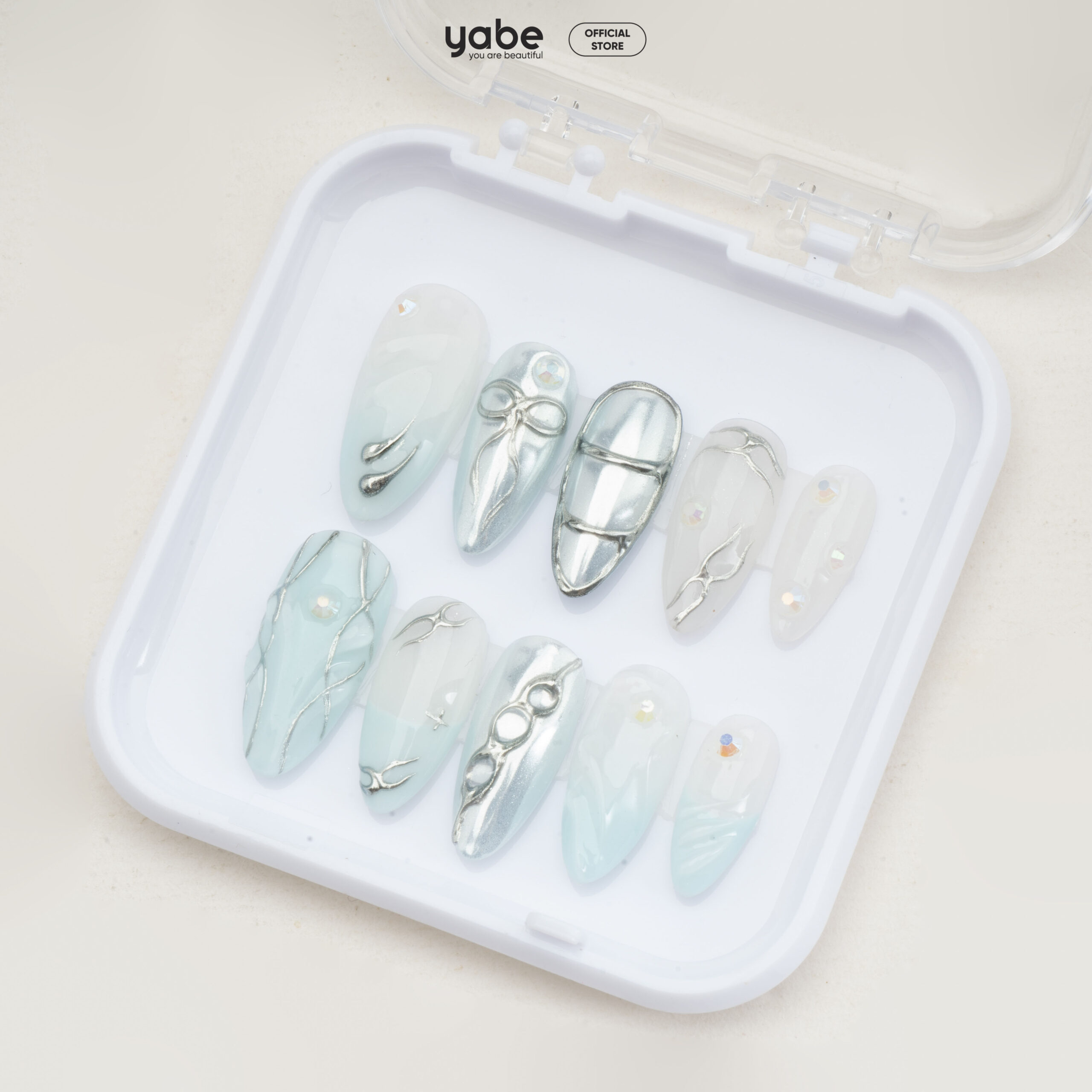 Press on nails trendy blue 1268