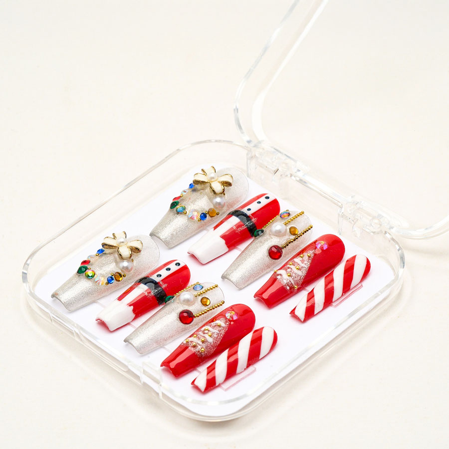 Press on nails shinny red noel 1274