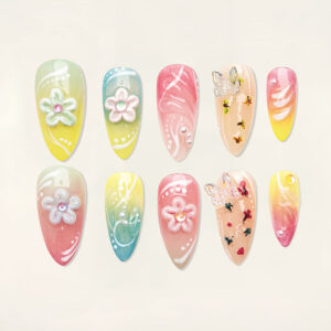Press on Nails Shinny Mixcolor 1327
