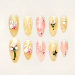 Press on Nails Luxury Yellow 1345
