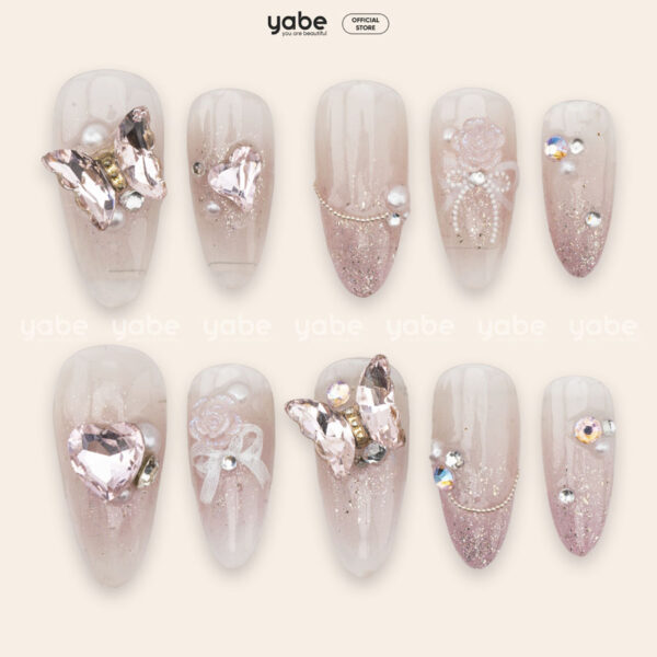 Press on nails shinny pink 1371