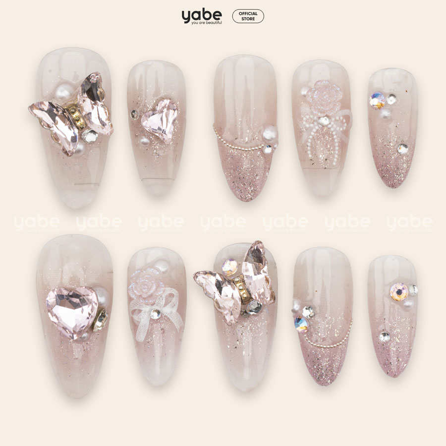 Press on nails shinny pink 1371