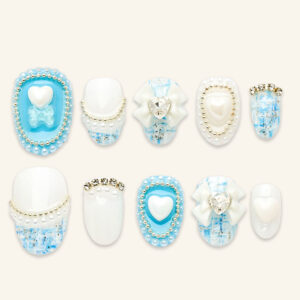 Press on Nails Lovely Blue 1536