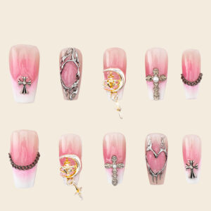 Press on Nails Shinny Pink 1566