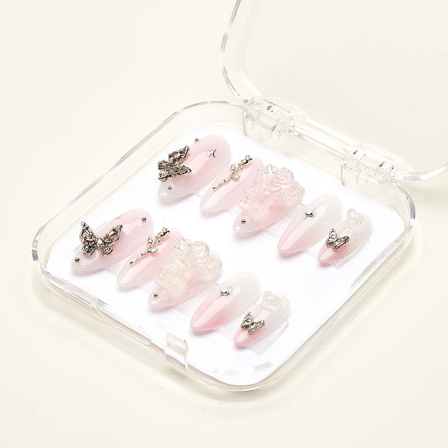 Press on nails shinny pink 1584