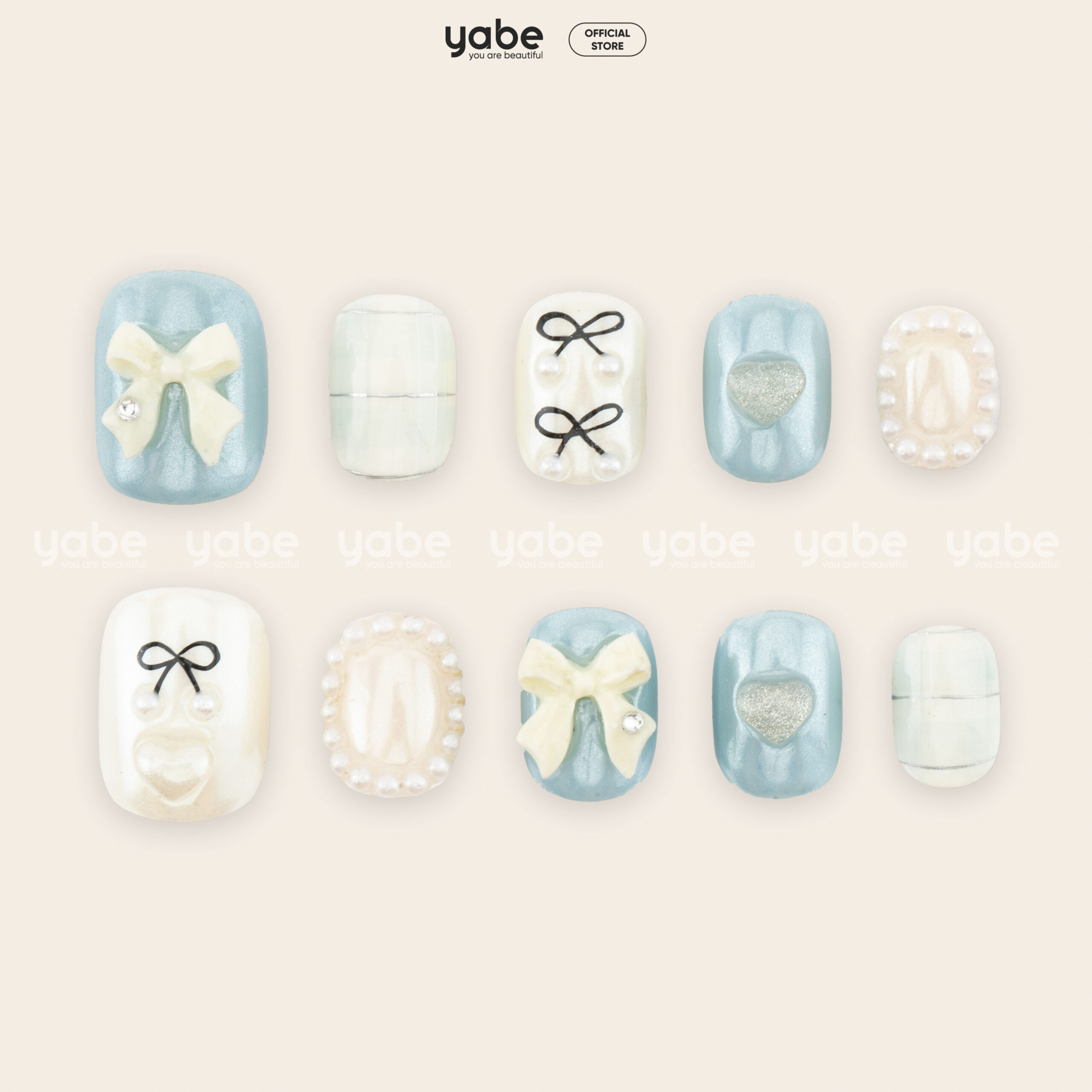 Press on nails lovely blue 1628