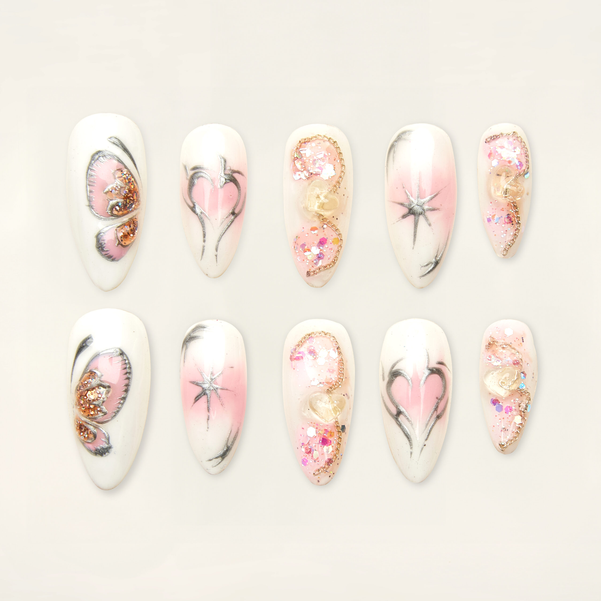 Press on nails beauty white 1655