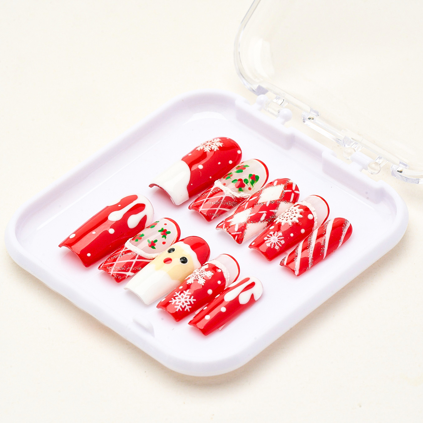 Press on nails beauty red noel 1657