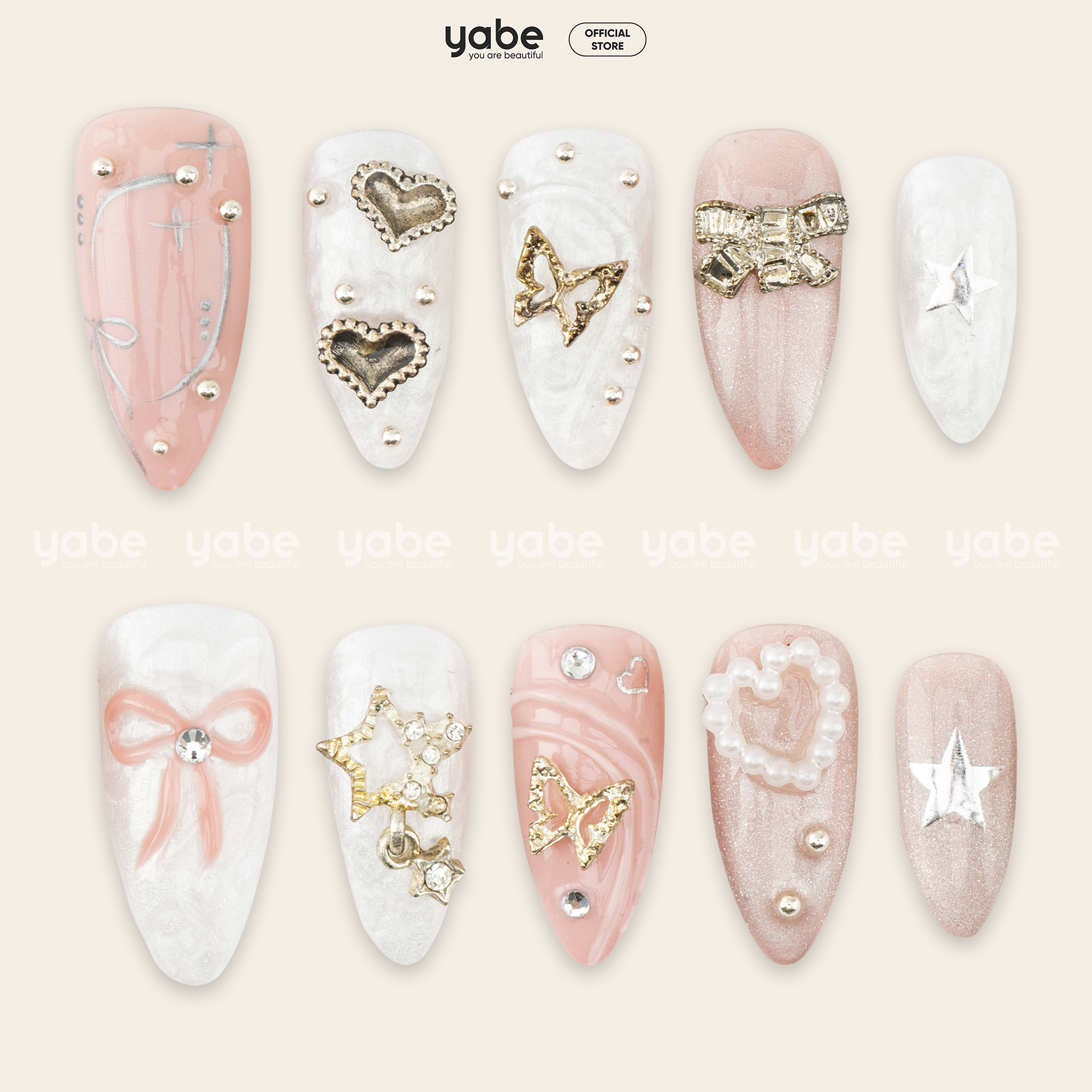 Press on nails shinny pink 1662