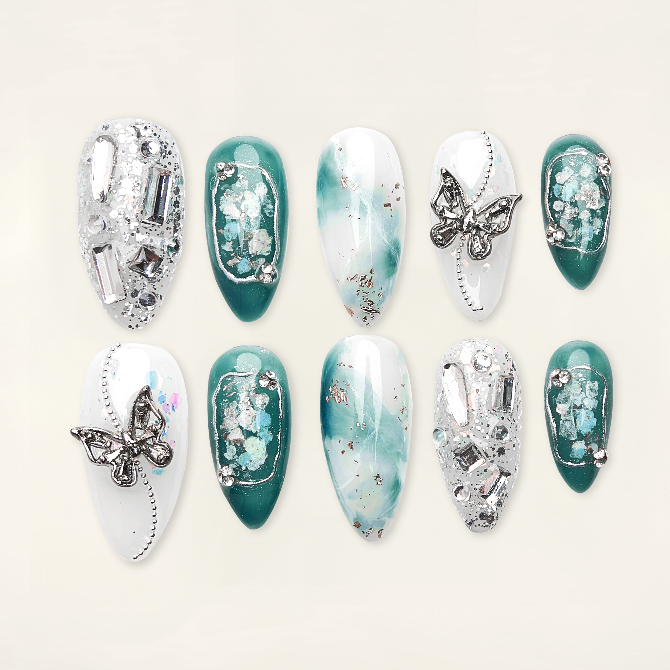 Press on nails shinny blue 1665