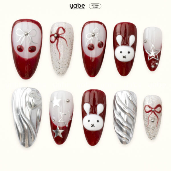 Press on nails shinny red 1667