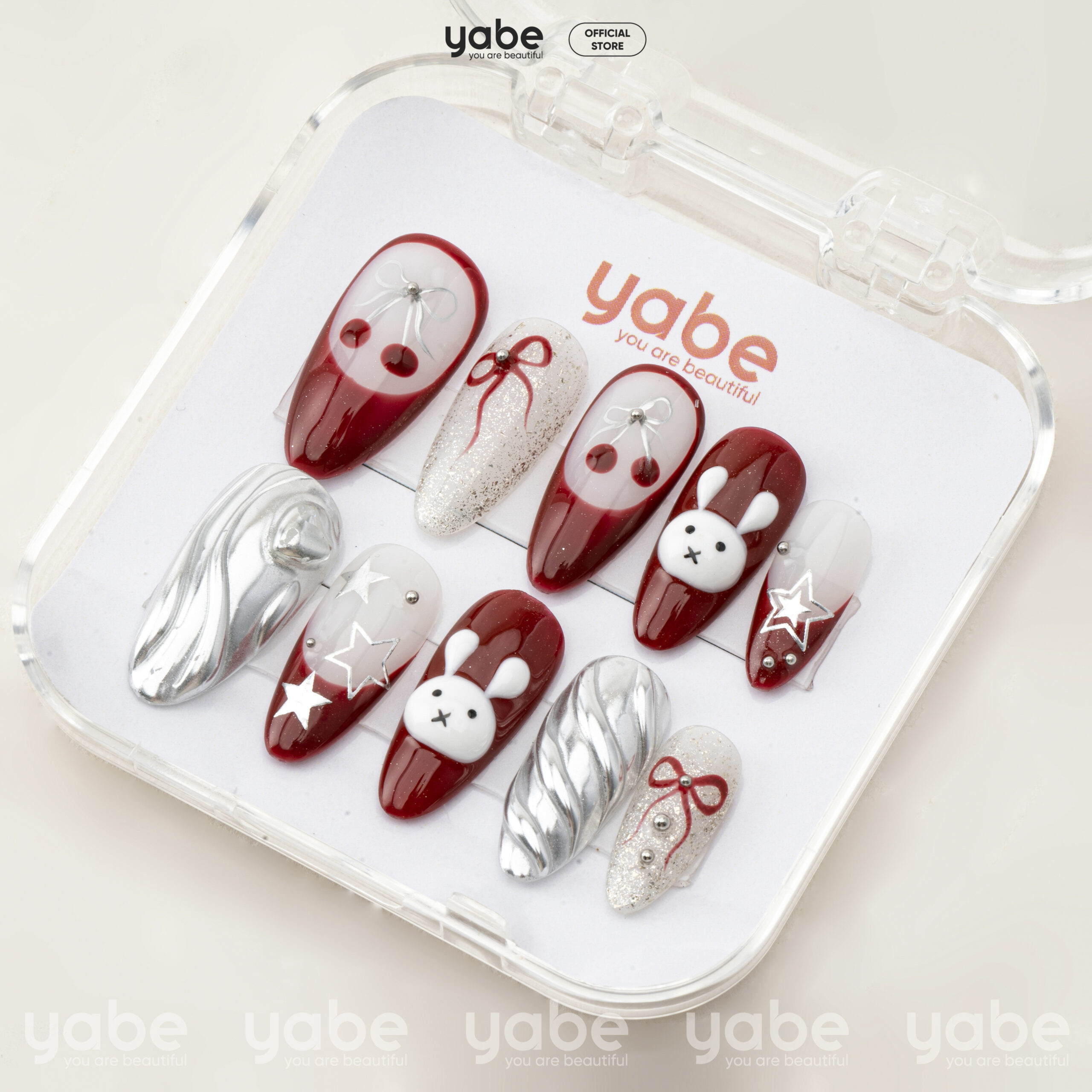 Press on nails shinny red 1667