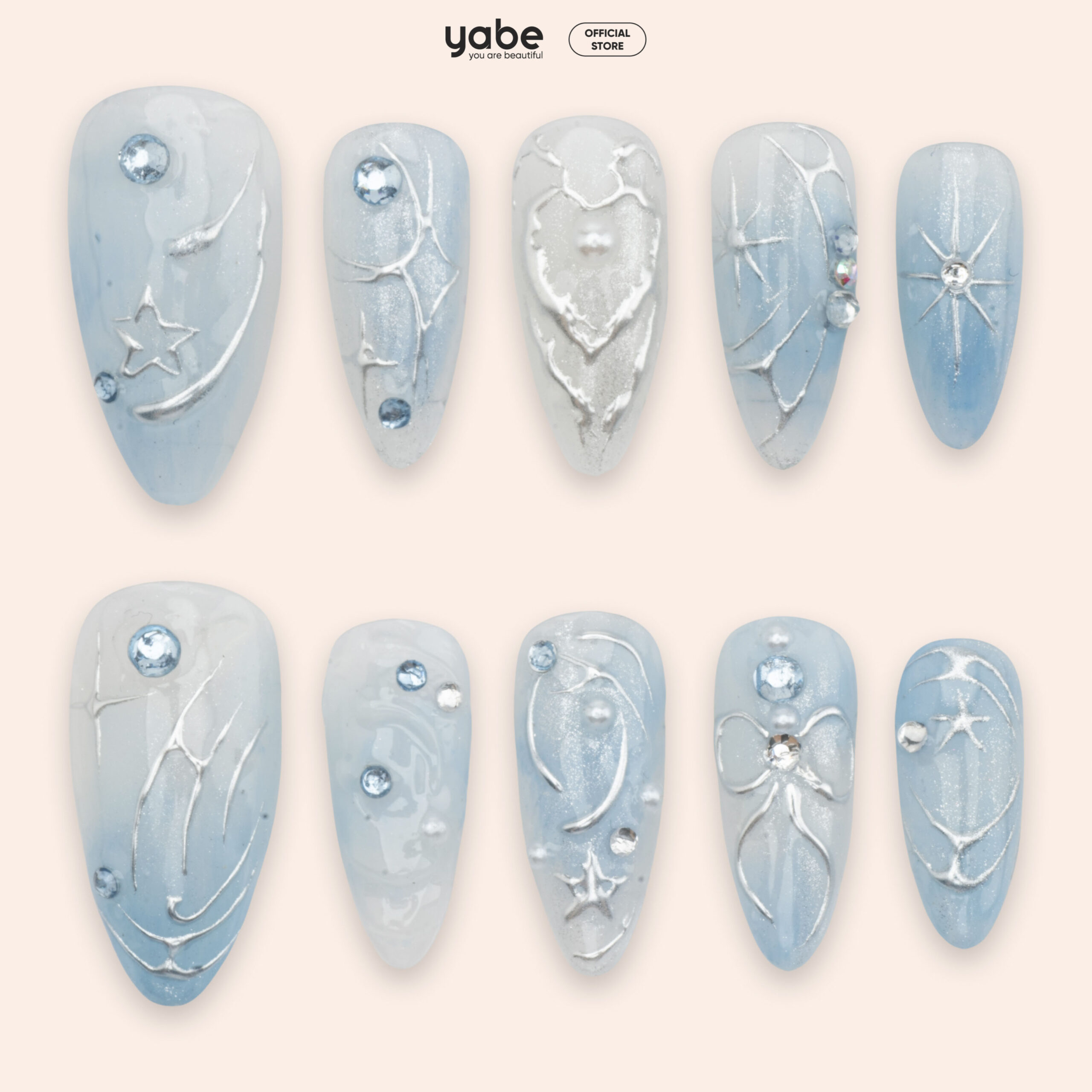 Press on nails trendy blue 1671