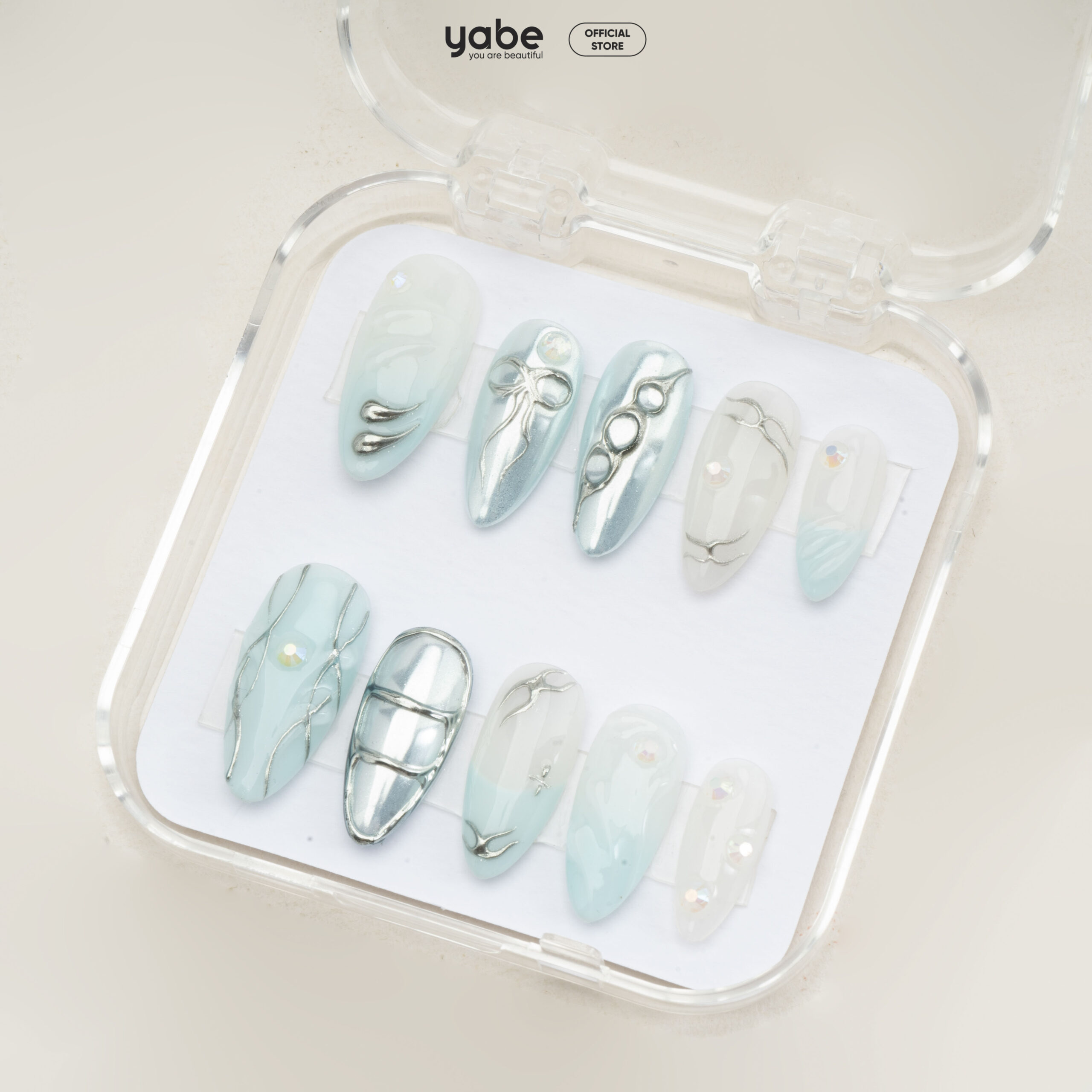 Press on nails trendy blue 1672