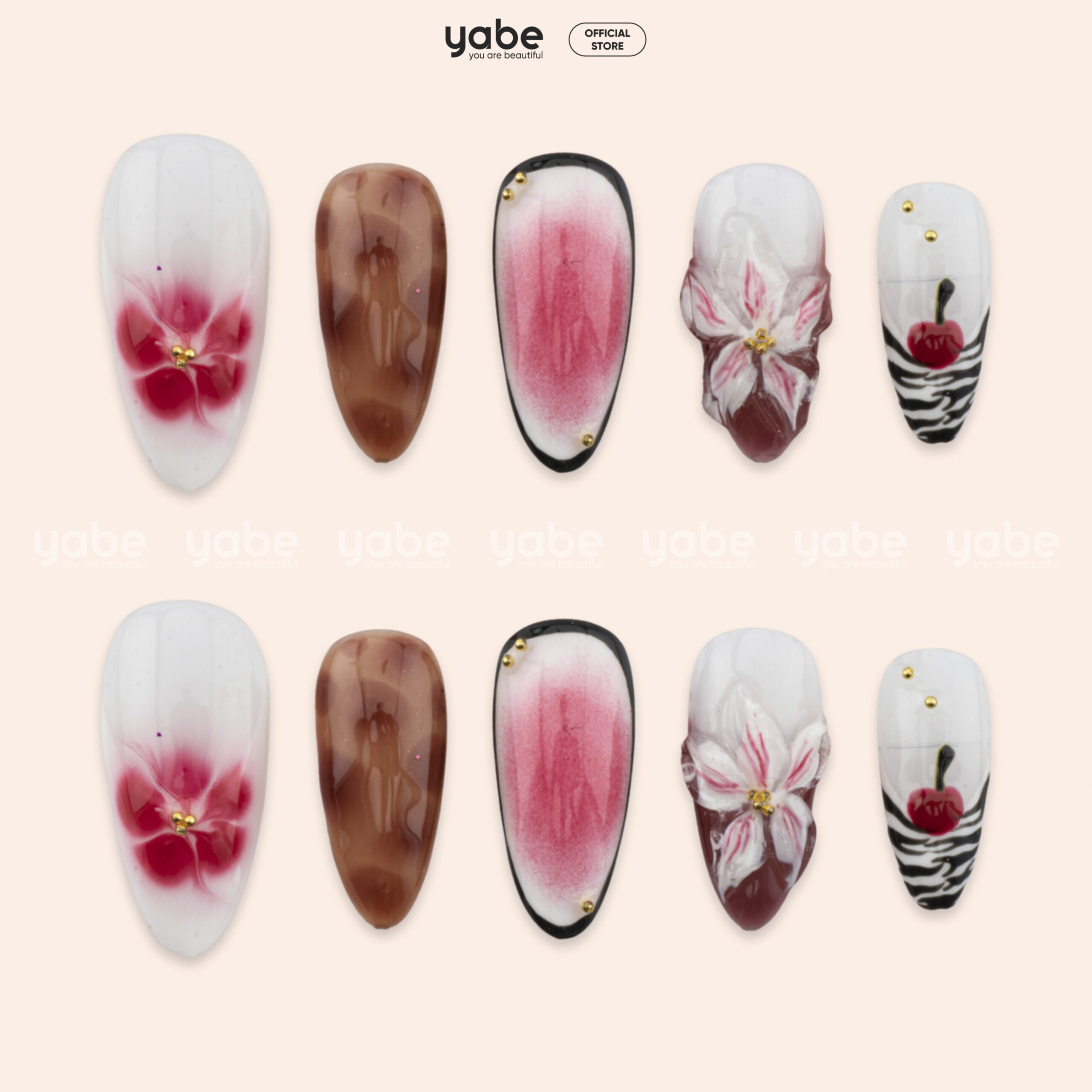 Press on nails trendy pink 1674