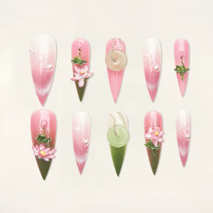 Press on nails luxury pink 1677