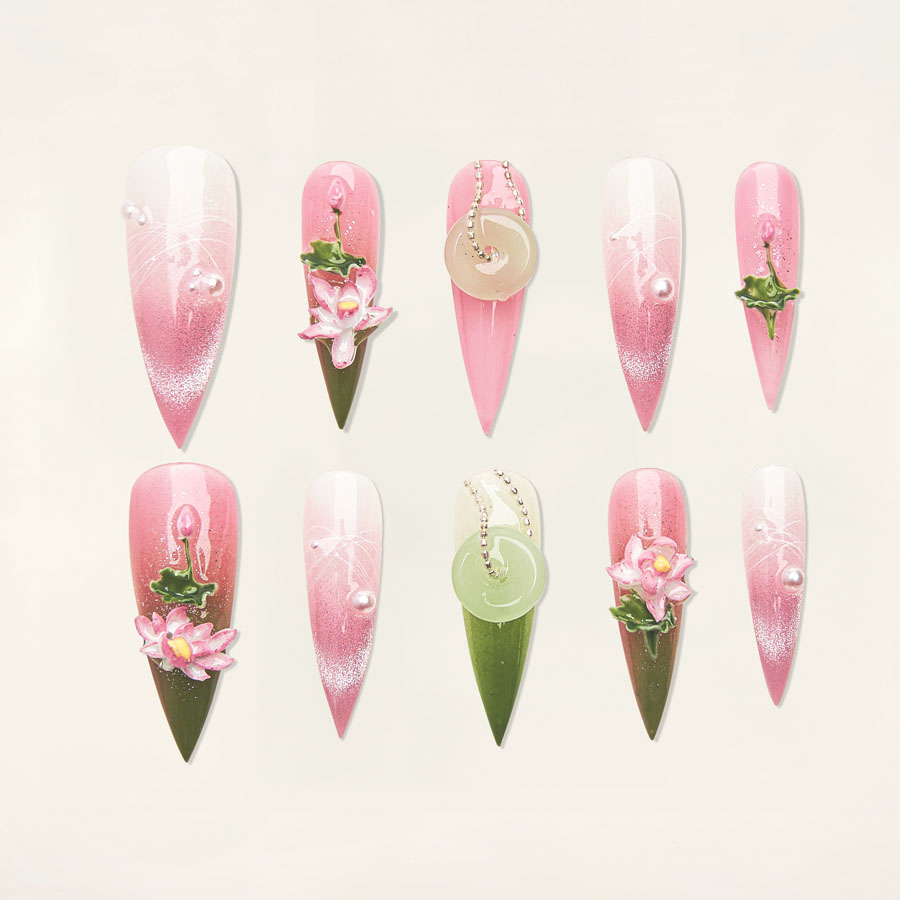 Press on nails luxury pink 1677