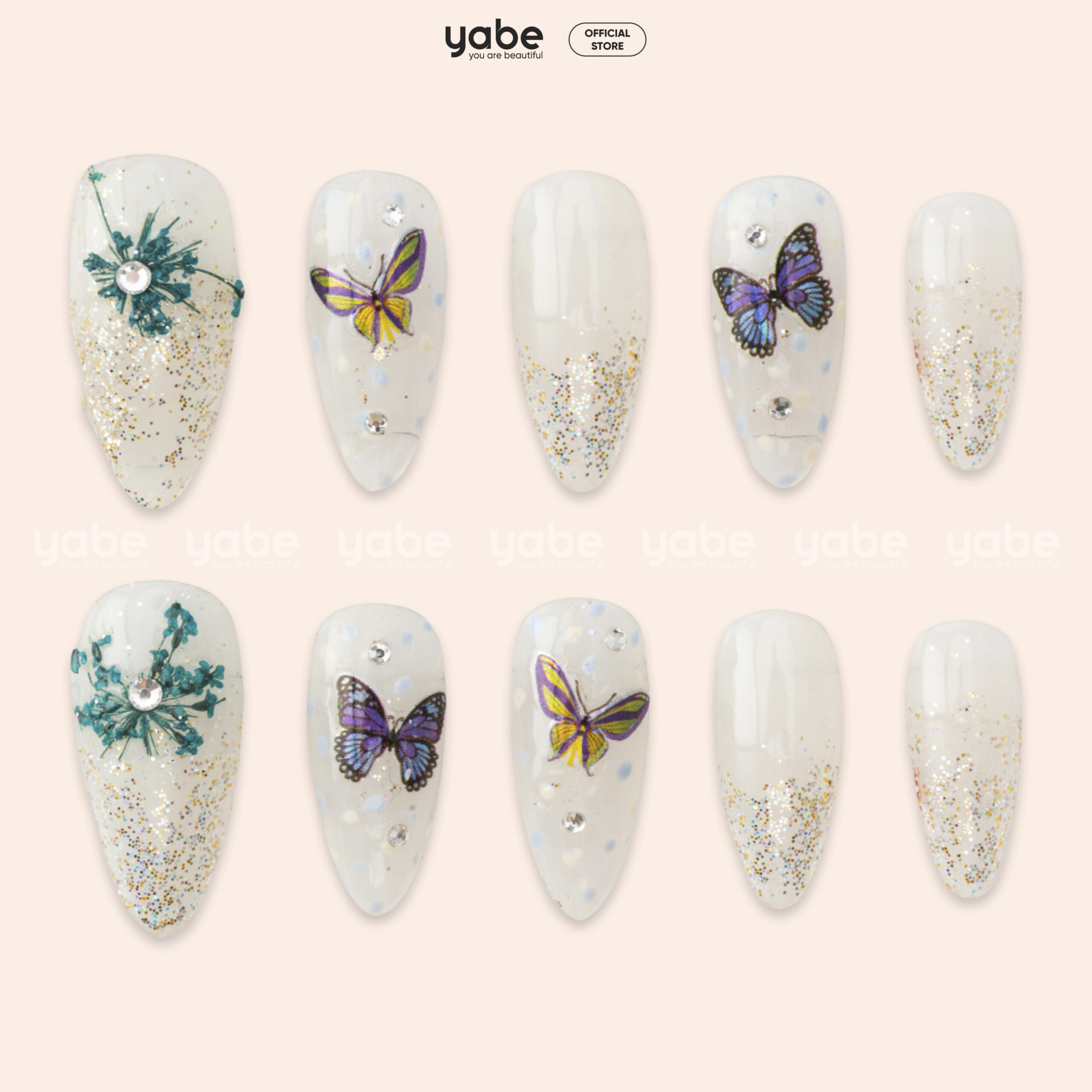 Press on nails beauty white 1683