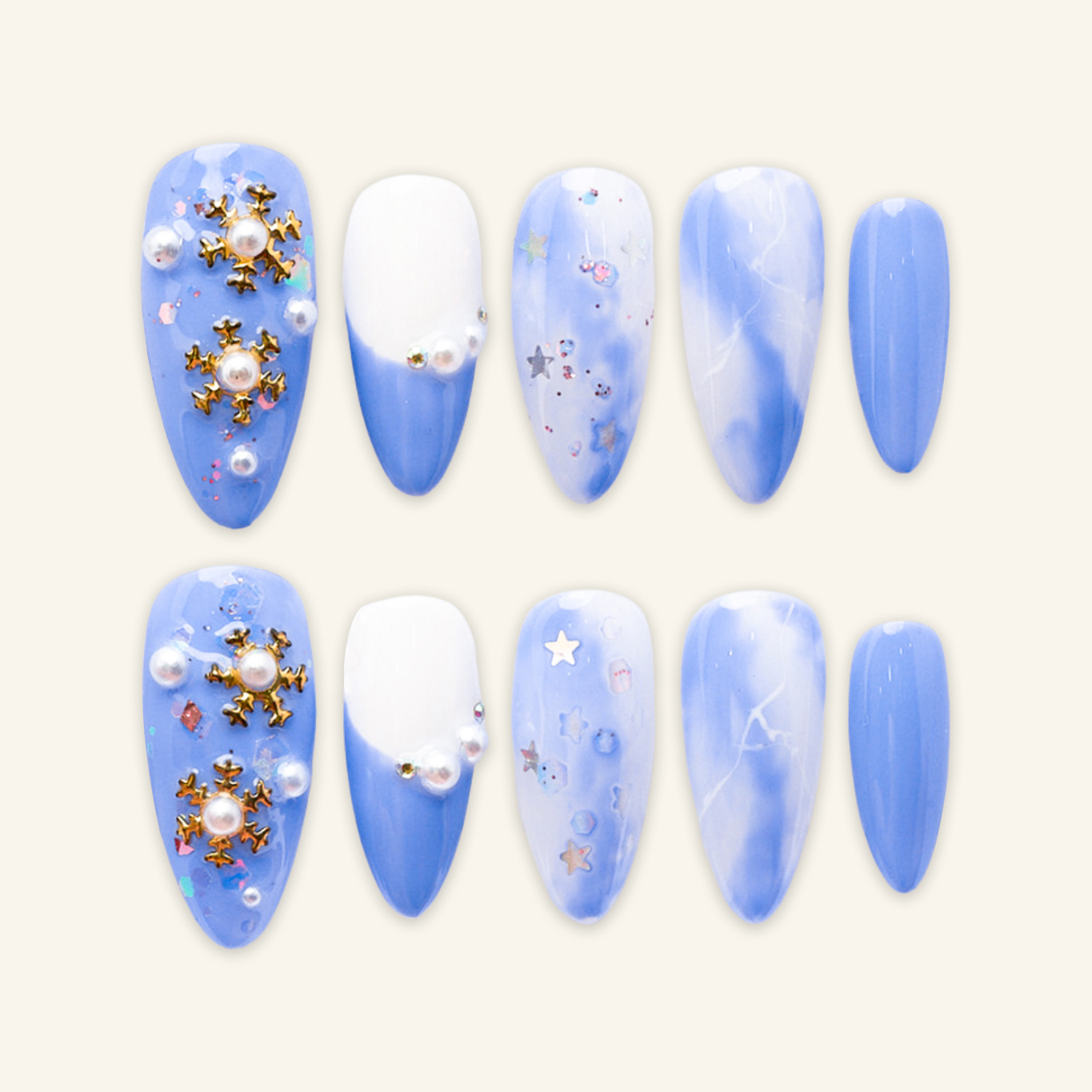 Press on nails beauty blue 1686