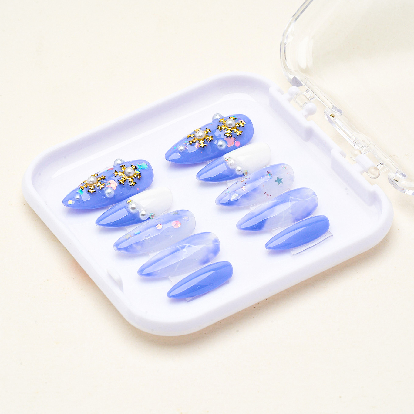 Press on nails beauty blue 1686