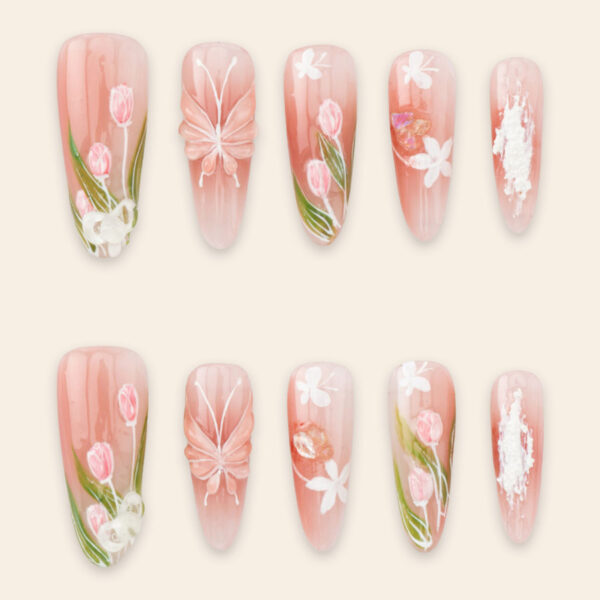 Press on nails luxury pink 1688