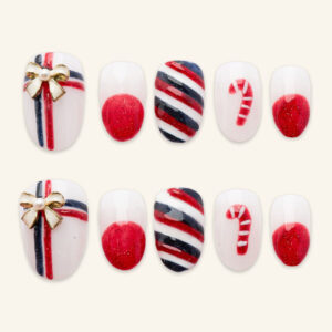 Press On Nails Lovely Red Noel 1692