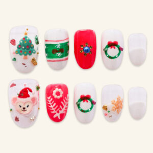 Press On Nails Lovely Red Noel 1693