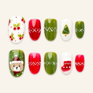 Press On Nails Lovely Green Noel 1695