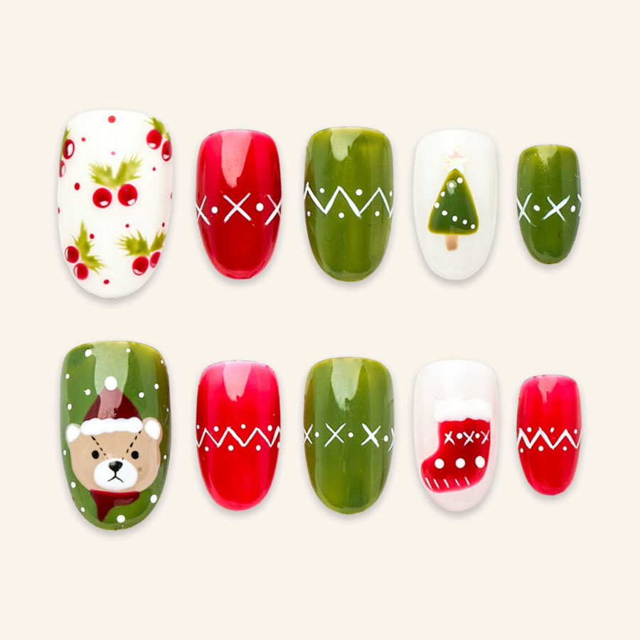 Press on nails lovely green noel 1695