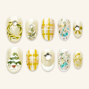Press On Nails Lovely Green Noel 1696