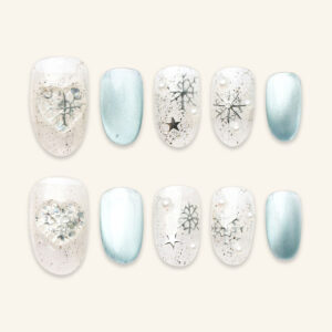 Press On Nails Lovely Blue Noel 1697