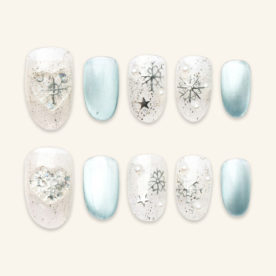 Press on nails lovely blue noel 1697