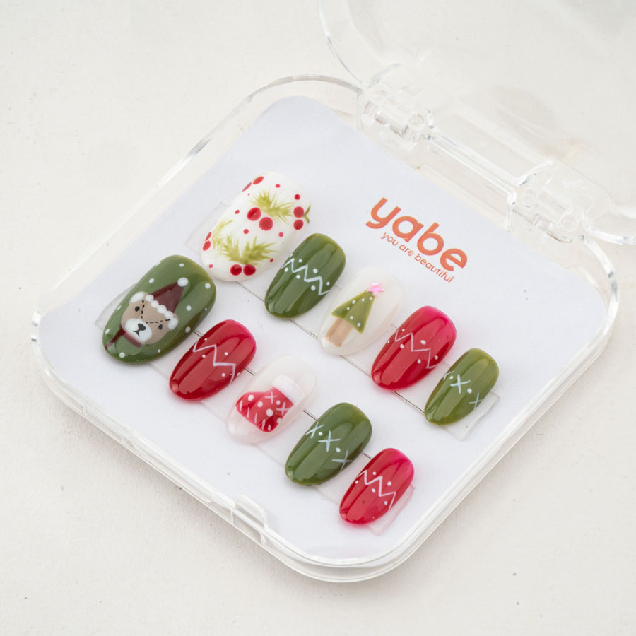 Press on nails lovely red noel 1710