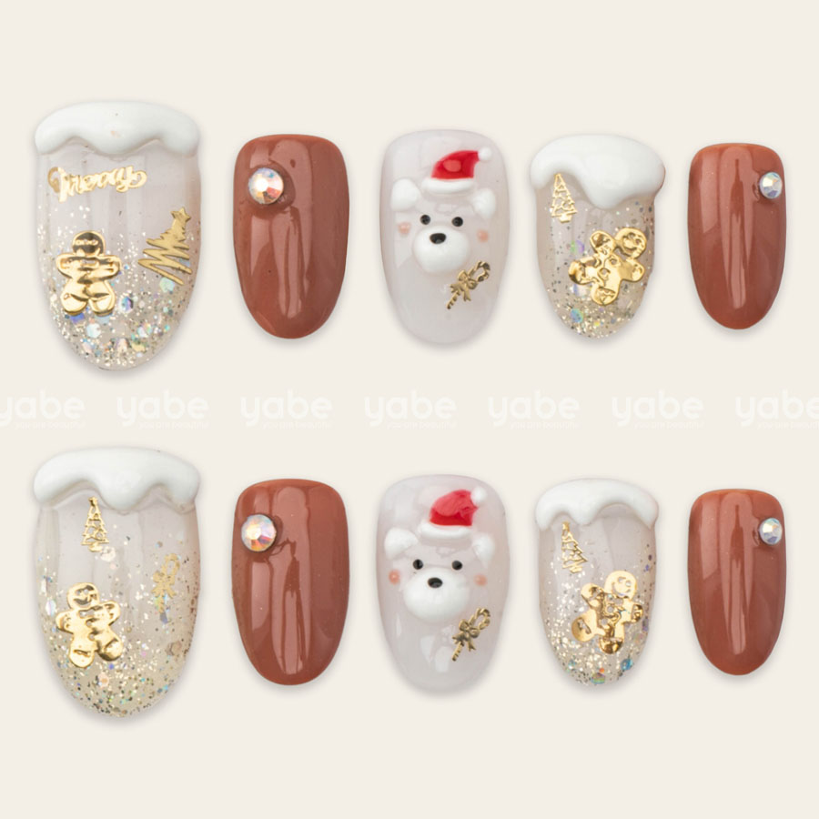 Press on nails lovely brown noel 1712