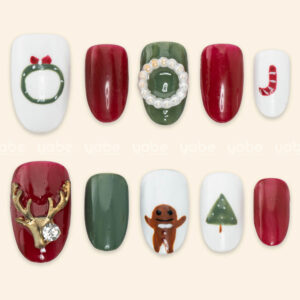 Press On Nails Lovely Red Noel 1714