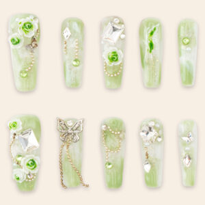 Press On Nails Luxury Green 1735