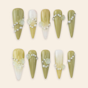 Press On Nails Luxury Green 1736