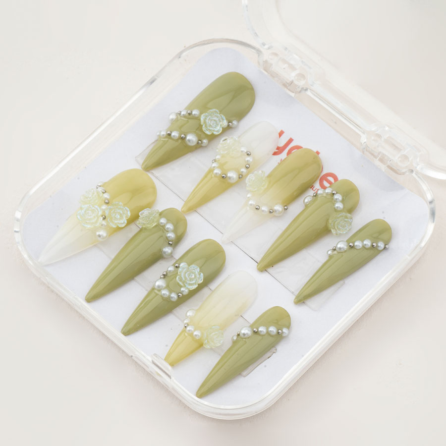 Press on nails luxury green 1736