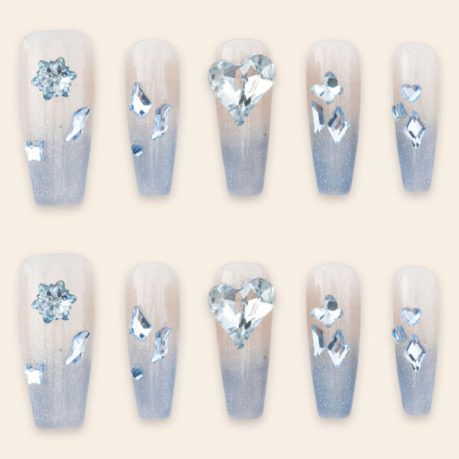 Press on nails luxury blue 1737