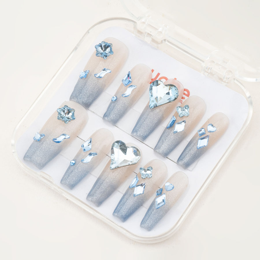 Press on nails luxury blue 1737