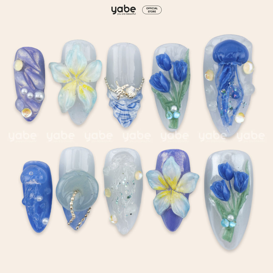 Press on nails luxury blue 1738