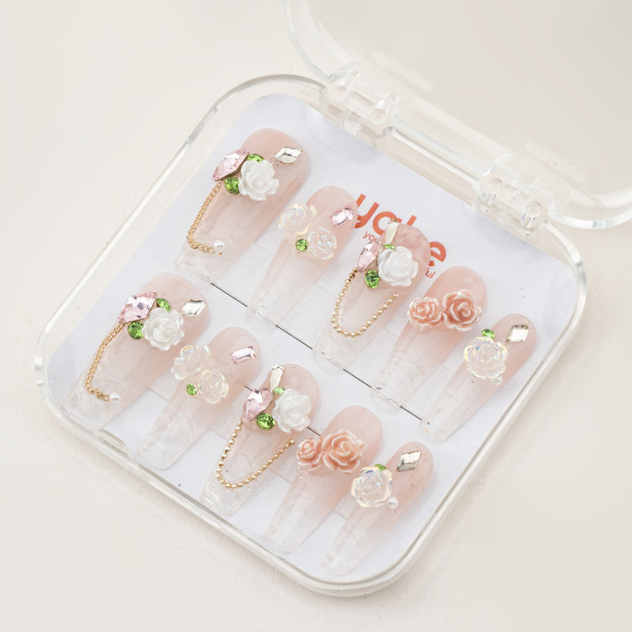 Press on nails luxury pink 1741